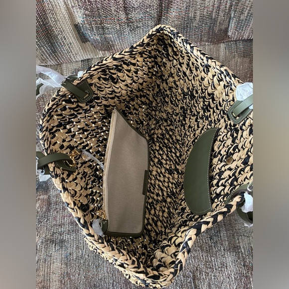 Tory Burch Ella Straw Box Weave Basket Tote. - Picture 9 of 16